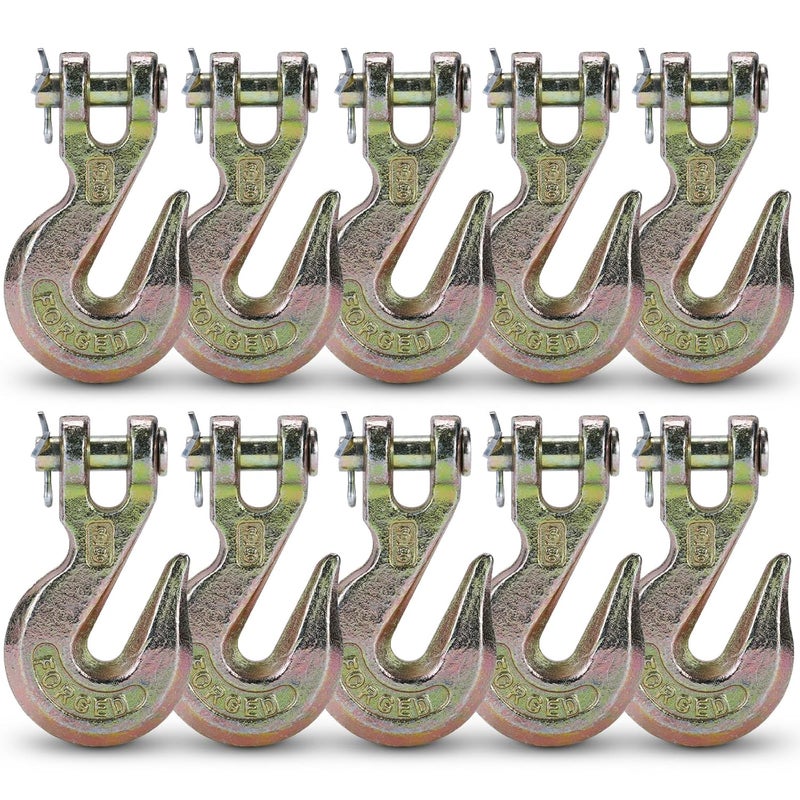 Htata Prep G70 3/8 Chain Hook Heavy Duty Clevis Grab Hook for 3/8 Inch Grade 70 Chain - for Trailer Truck Transport Yellow Chromate Finish (4Pack) - Image 1